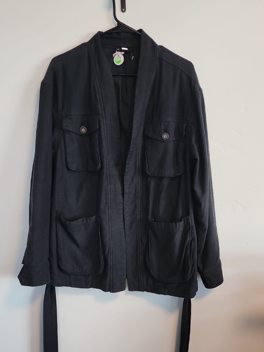 Free People Black Field Jacket with Patch Pockets